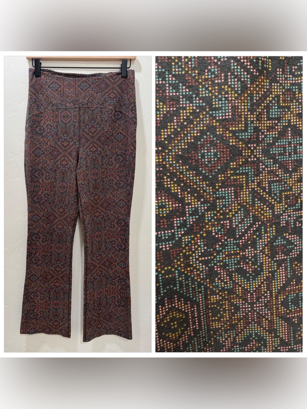 NWT PrAna Bohemia Hill Flare Crop Pant Dark Iron Mosaic Women's Medium Yoga